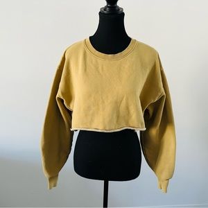 Sz 1 Aritzia TNA COZY AF Fleece Cropped Crew Neck Sweatshirt
